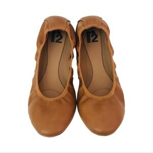 New! Faux Leather Round Toe Ballet Flats Cognac Tan Brown Shoes
